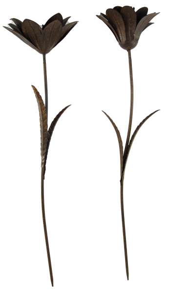 Wunderschönes 2er Set Gartenstecker Blume braun